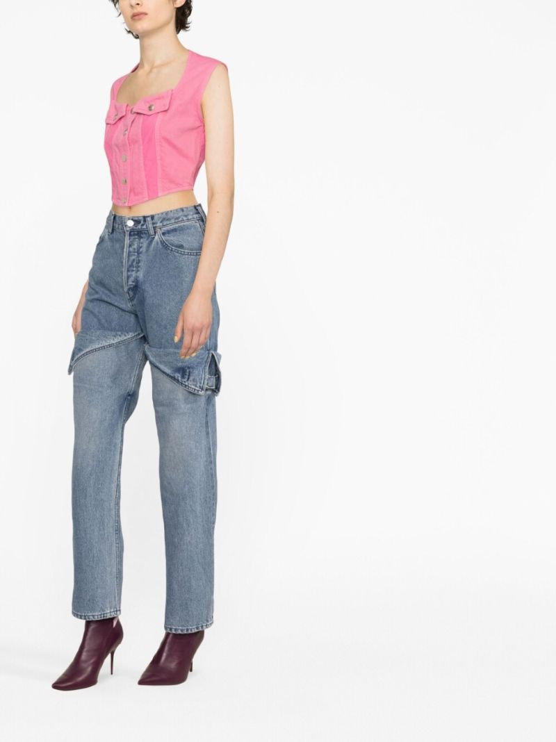 Pink Cropped Denim Top