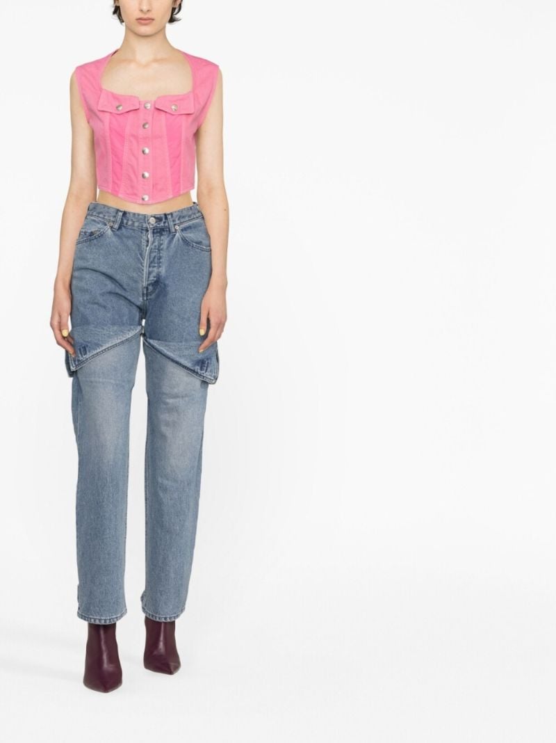Pink Cropped Denim Top