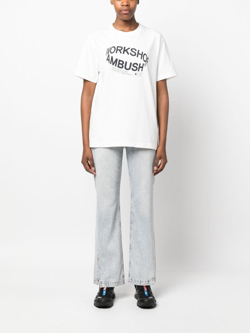 White Revolve Logo Print Cotton T-shirt