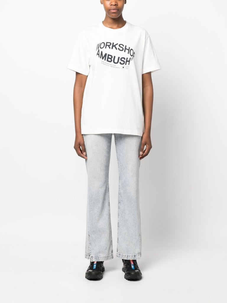 White Revolve Logo Print Cotton T-shirt
