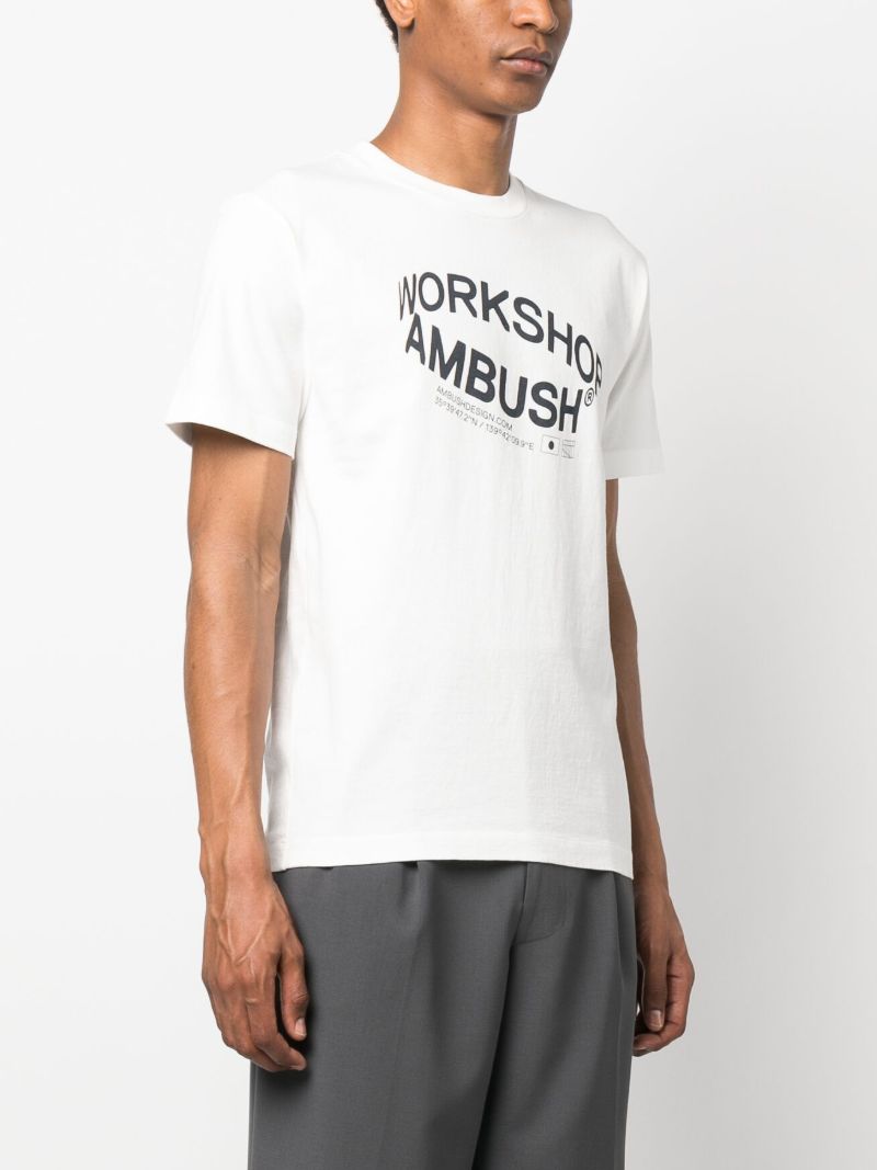 White Revolve Logo Print Cotton T-shirt