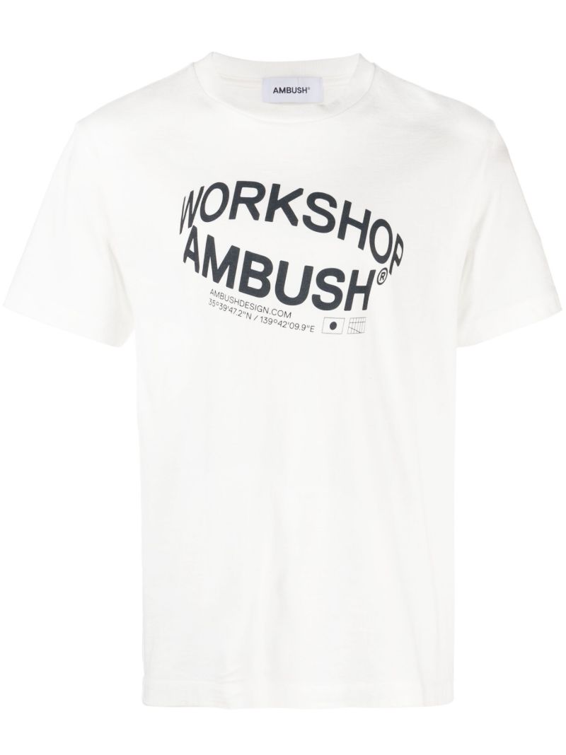 White Revolve Logo Print Cotton T-shirt