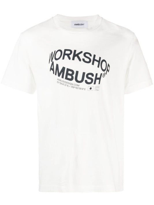 White Revolve Logo Print Cotton T-shirt