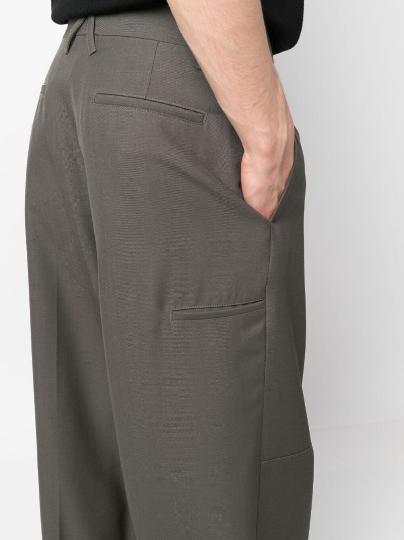 Grey Wide Leg Wool Trousers