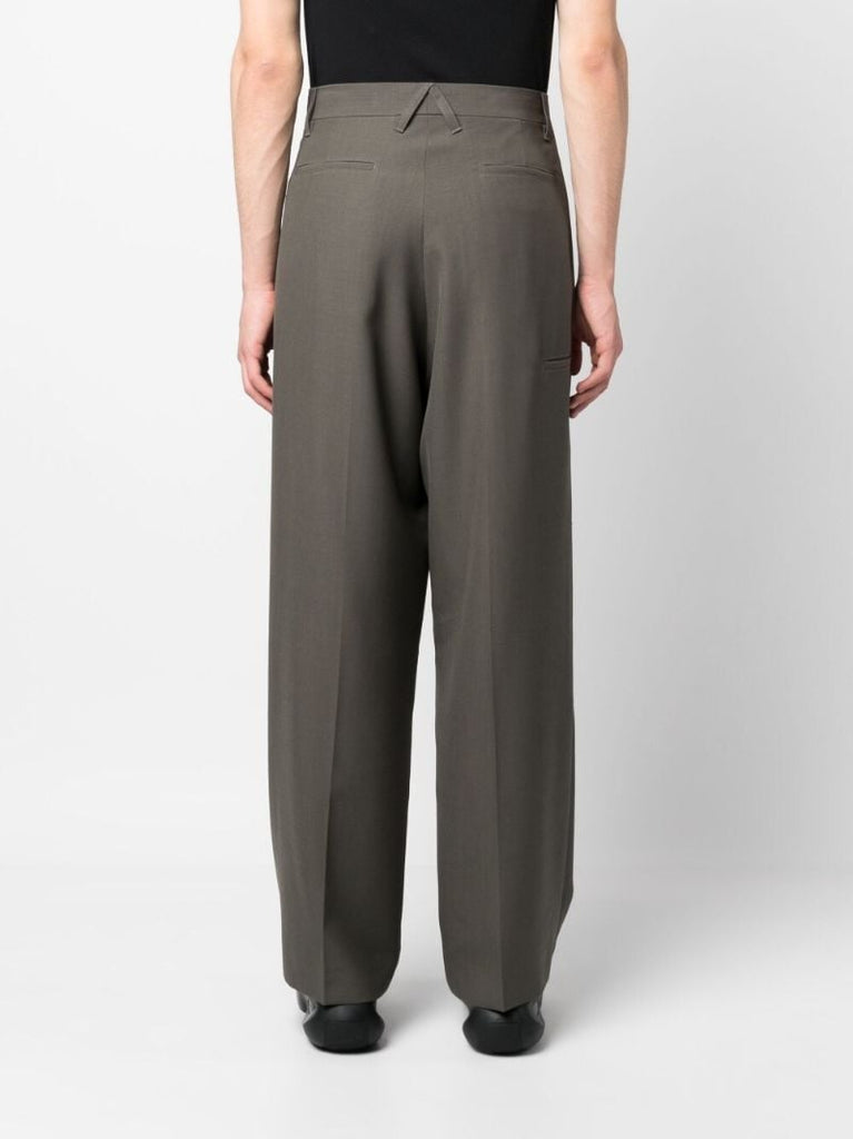 Grey Wide Leg Wool Trousers
