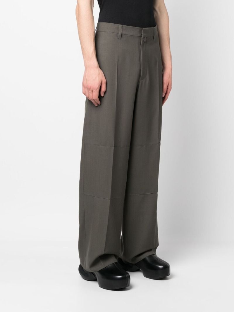 Grey Wide Leg Wool Trousers