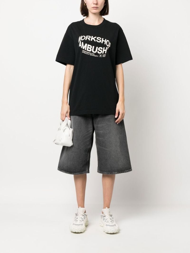 Black Revolve Logo Print Cotton T-shirt