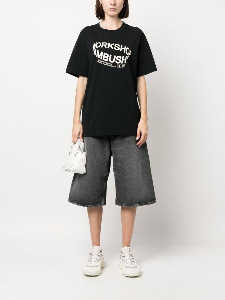Black Revolve Logo Print Cotton T-shirt
