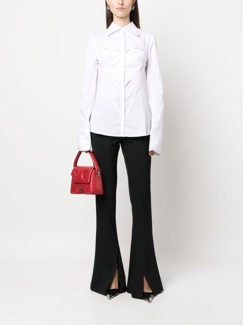 Black Front Slit Flared Trousers