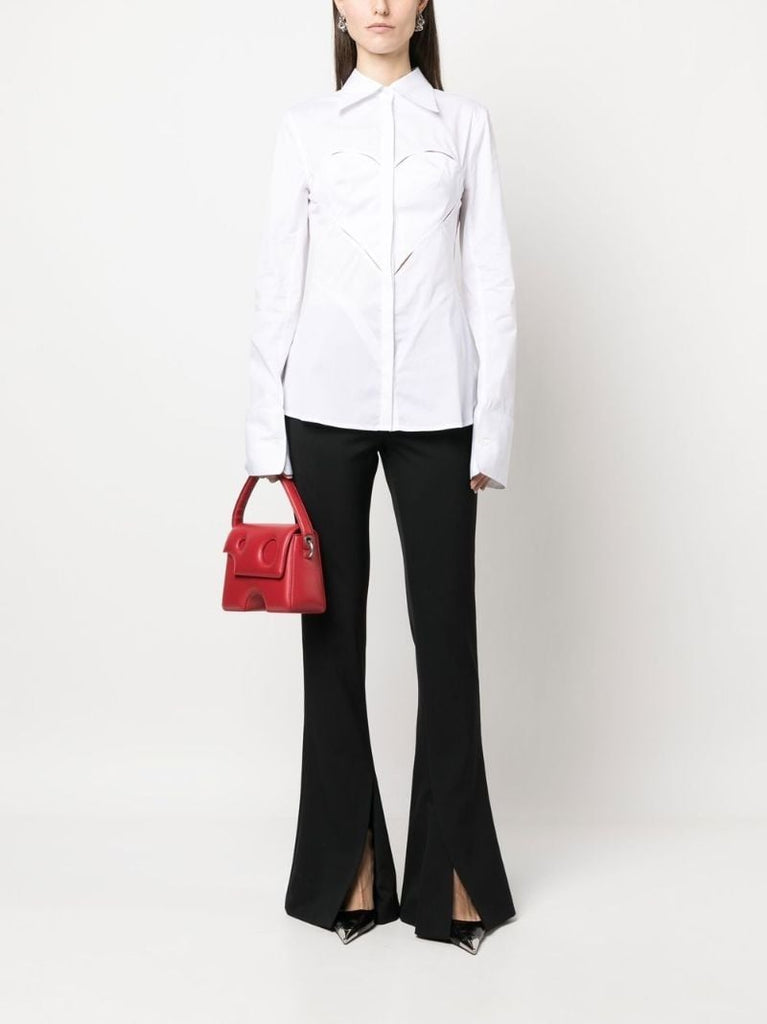 Black Front Slit Flared Trousers