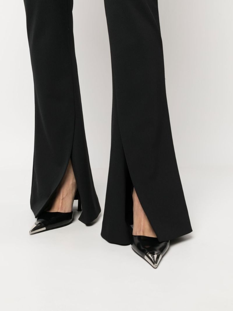 Black Front Slit Flared Trousers