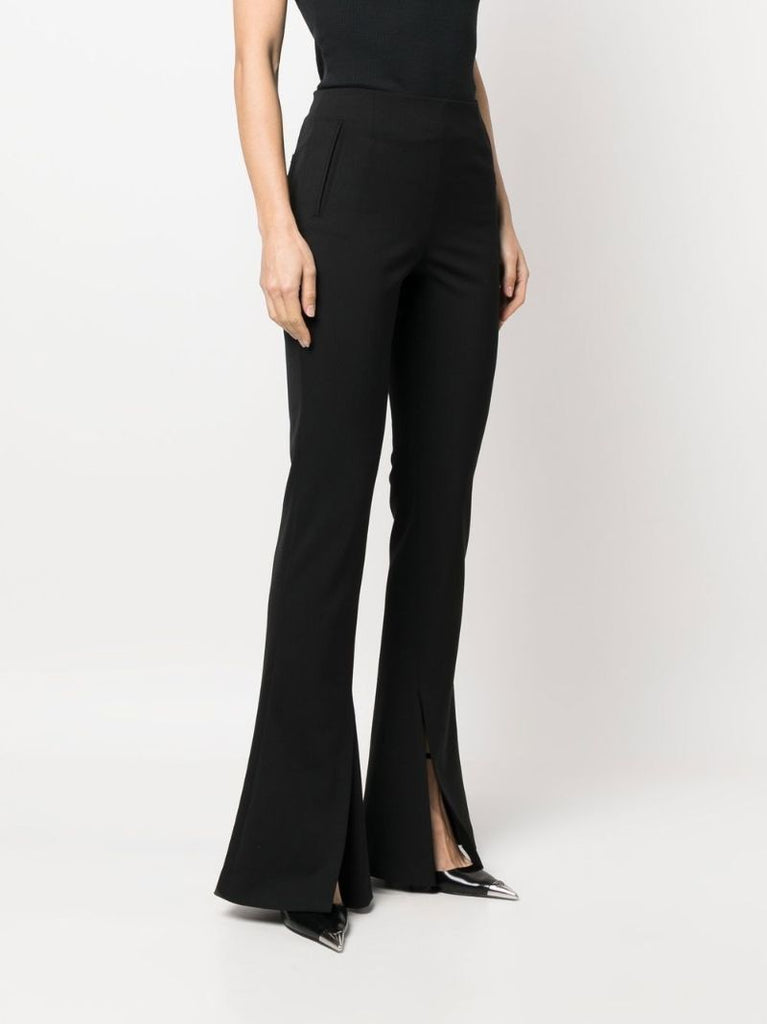 Black Front Slit Flared Trousers