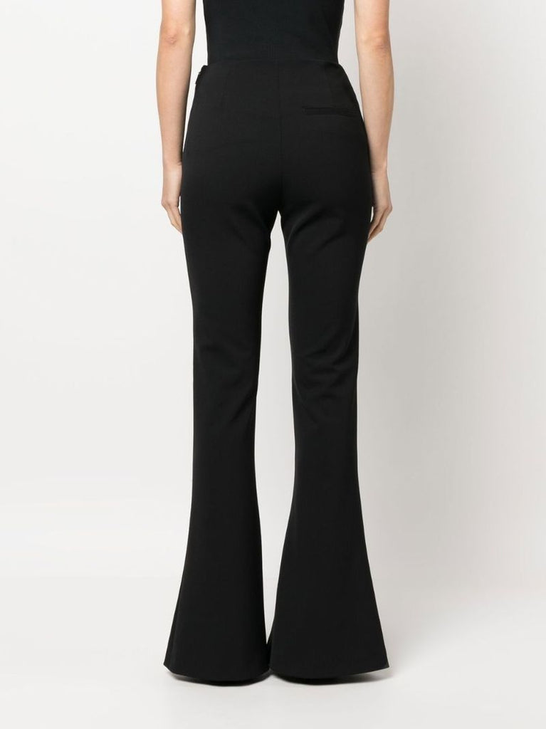 Black Front Slit Flared Trousers