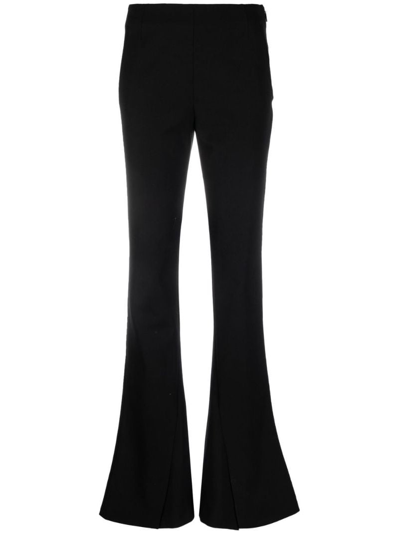Black Front Slit Flared Trousers