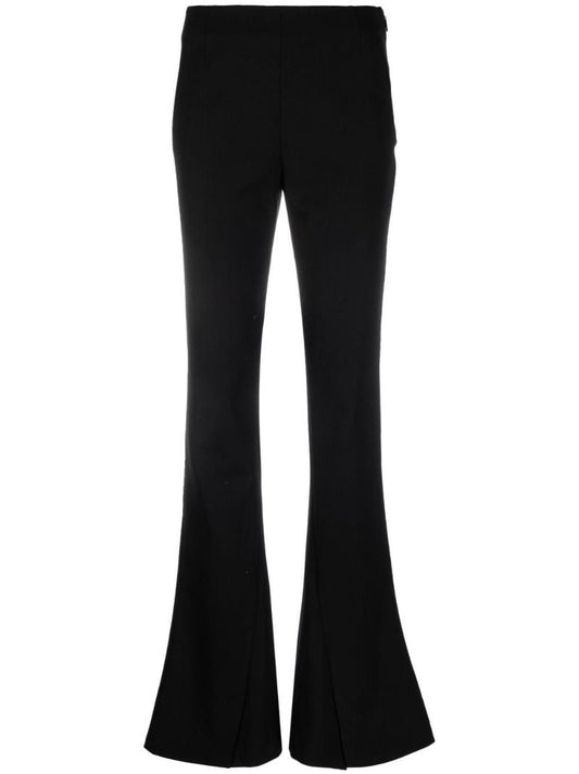 Black Front Slit Flared Trousers