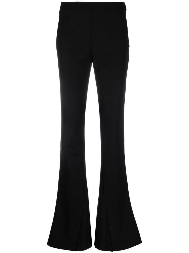 Black Front Slit Flared Trousers