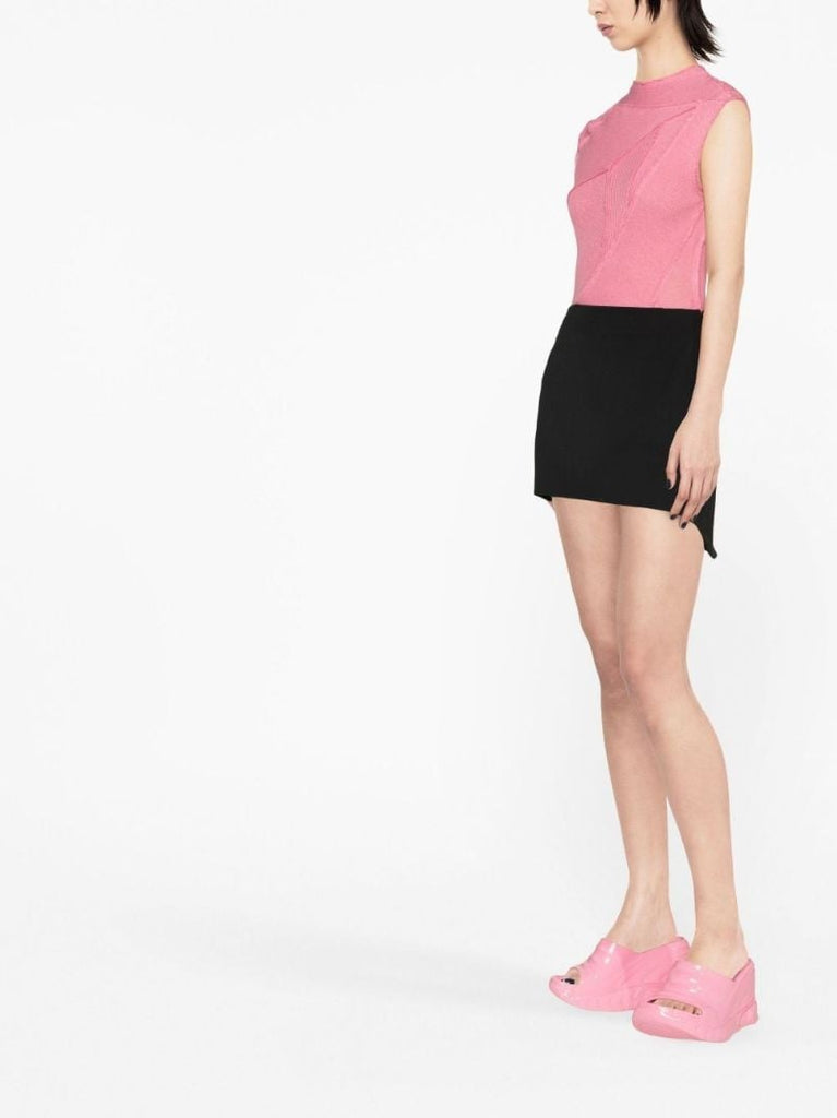 Black Asymmetric Mini Skirt