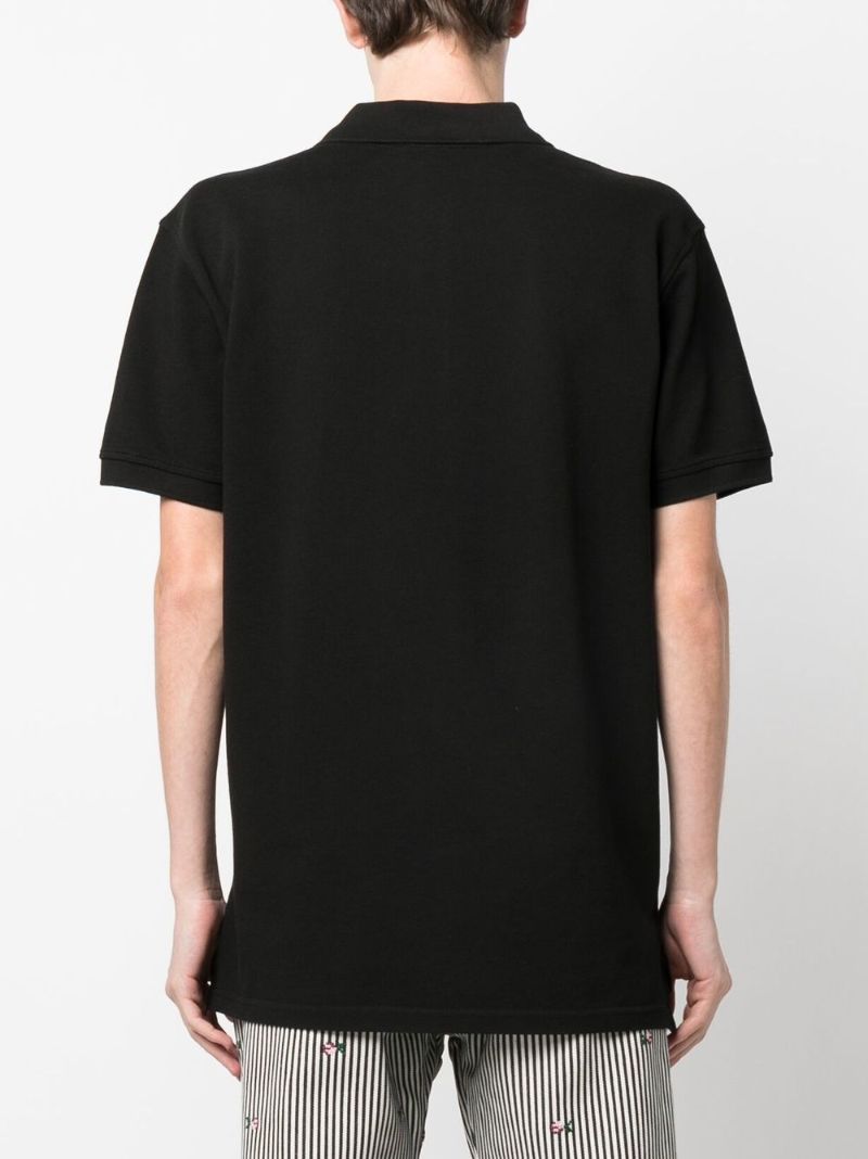 Black Cotton Logo Patch Polo Shirt