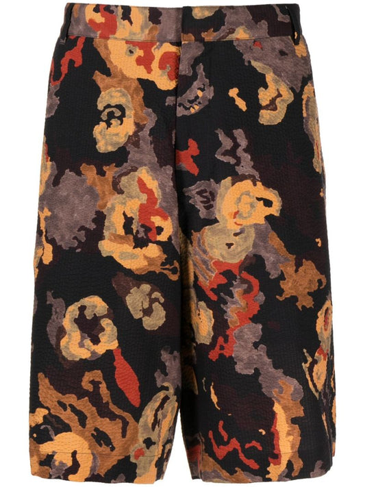 Black Lilypond Seersucker Bermuda Shorts