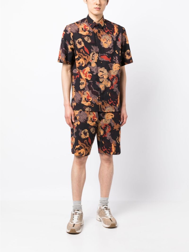 Black Lilypond Seersucker Bermuda Shorts