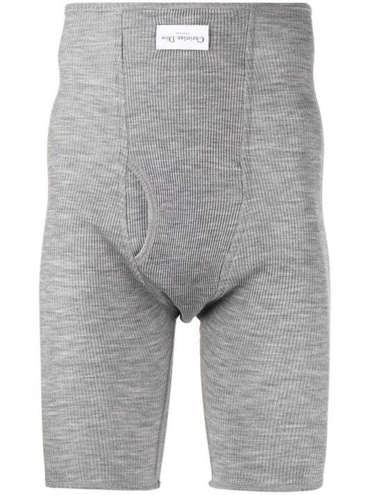 Grey Ribbed Wool Boxers