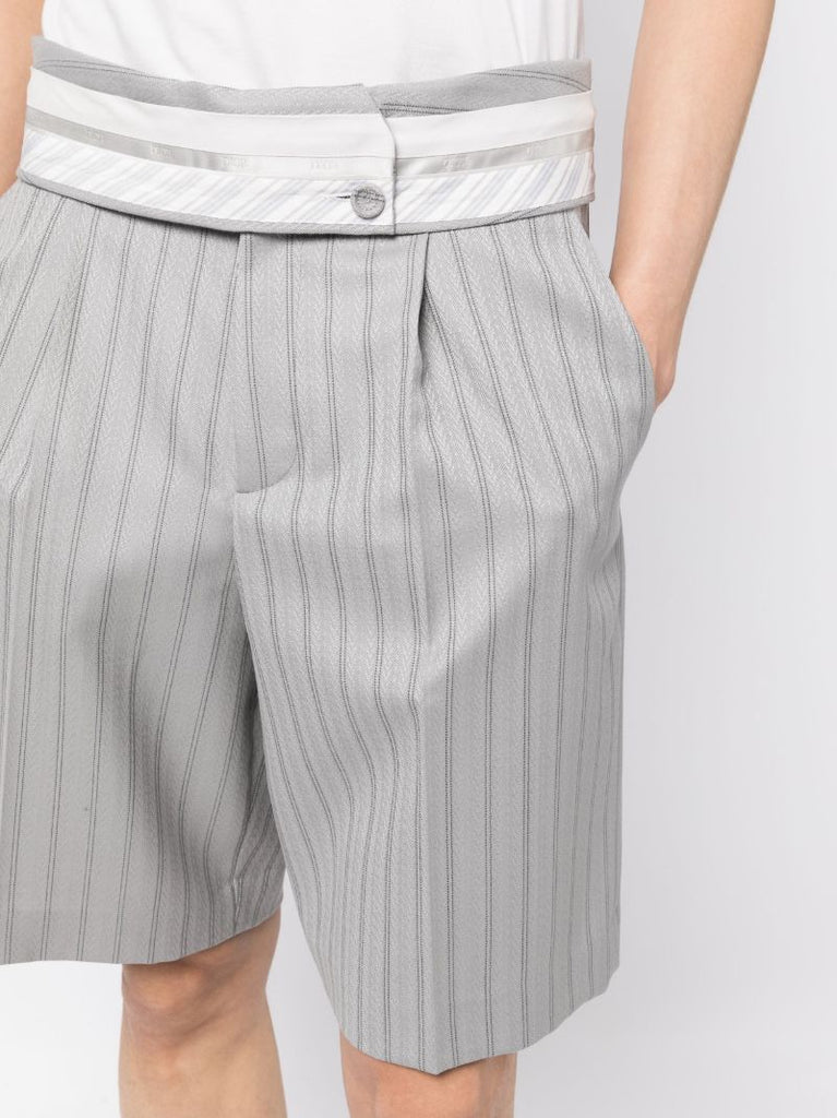 Grey Striped Tailored Shorts