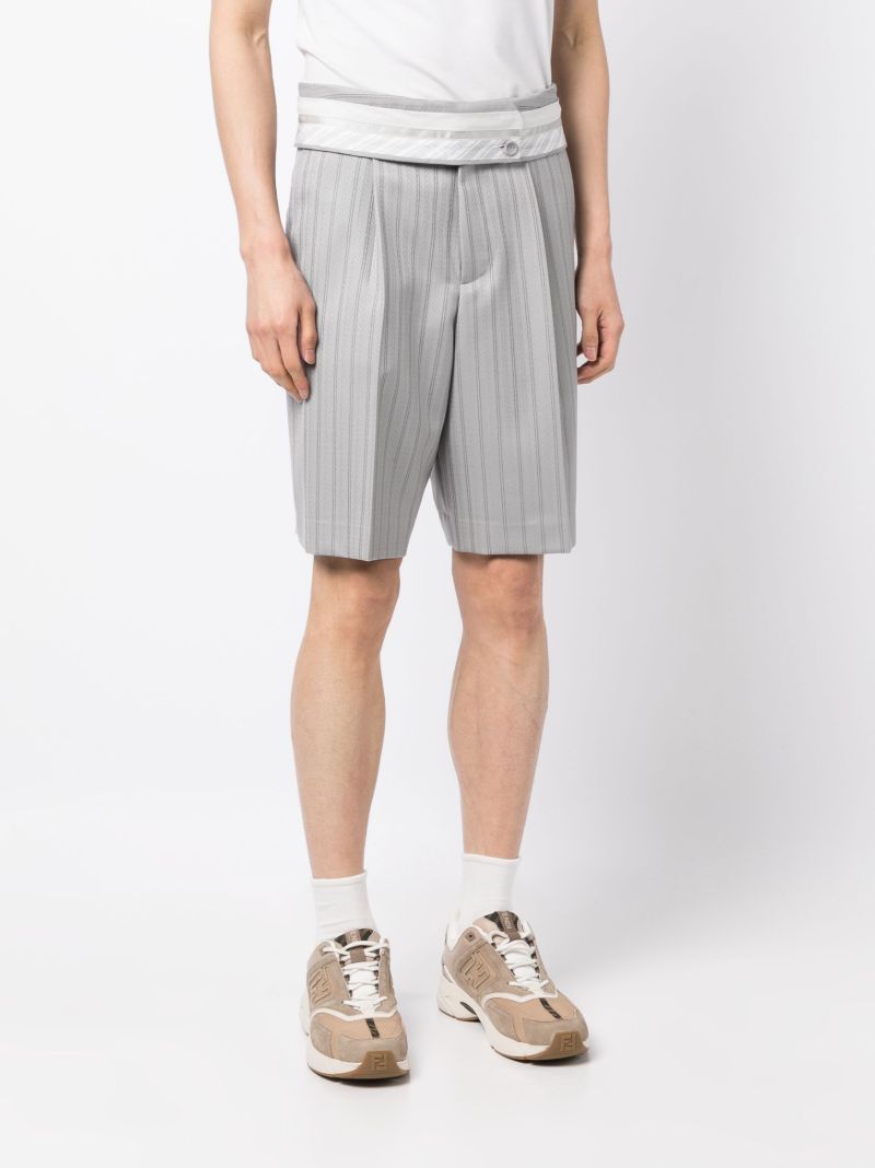 Grey Striped Tailored Shorts