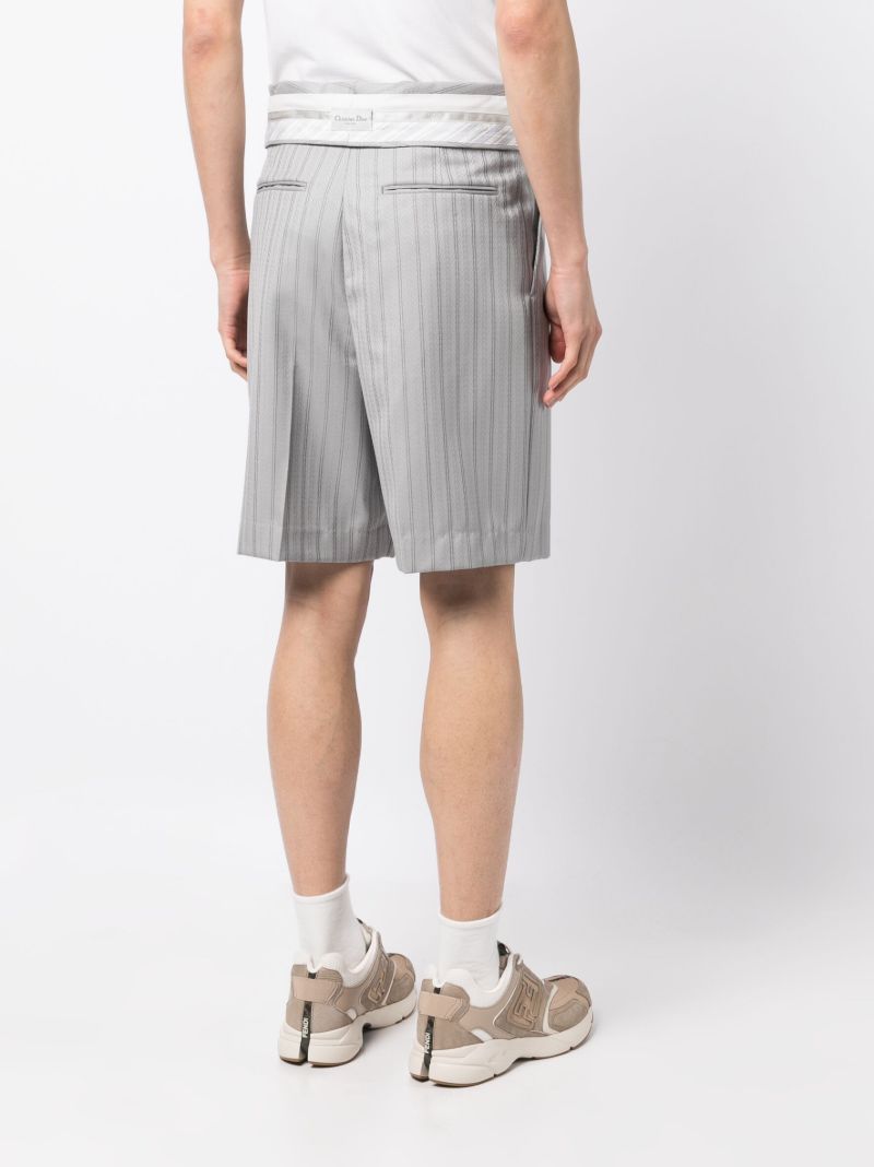 Grey Striped Tailored Shorts