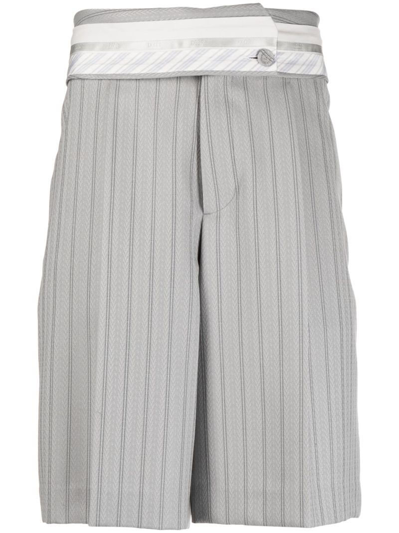 Grey Striped Tailored Shorts