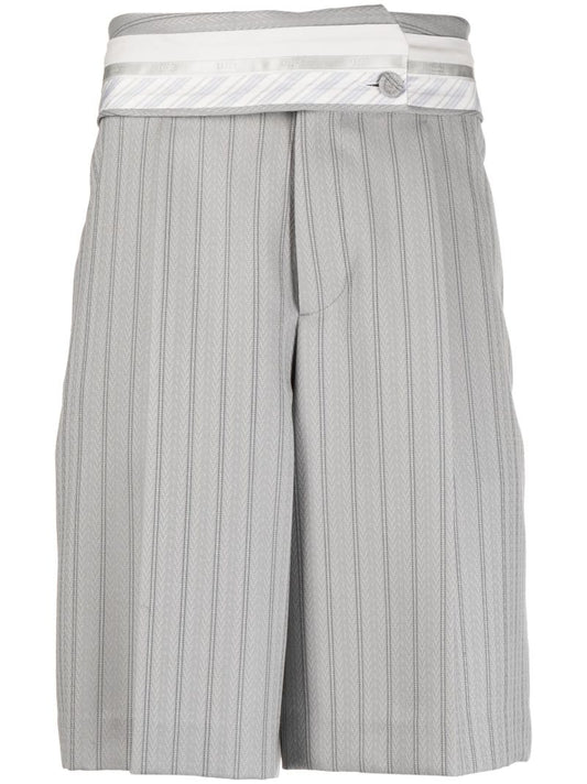 Grey Striped Tailored Shorts