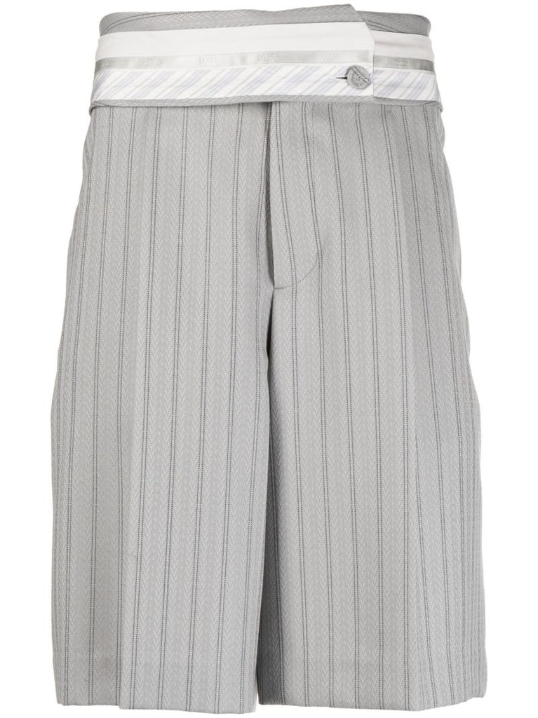 Grey Striped Tailored Shorts