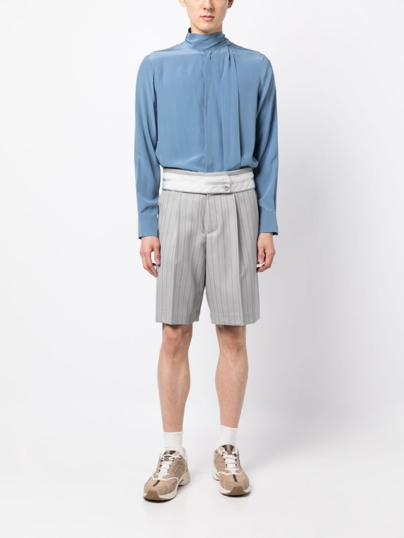 Grey Striped Tailored Shorts