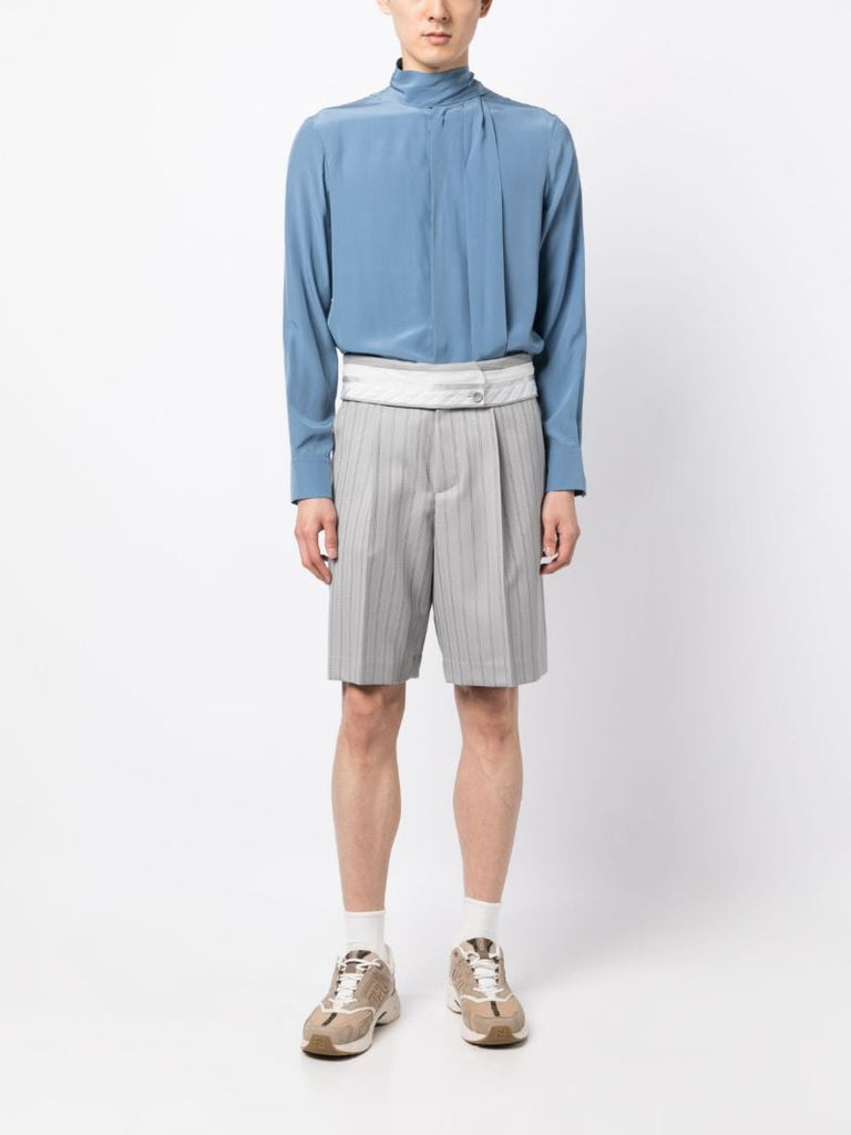 Grey Striped Tailored Shorts
