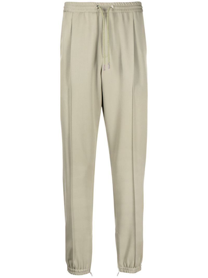 Green Drawstring Wool Track Pants