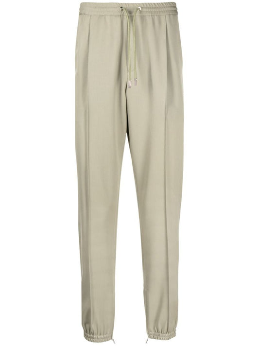 Green Drawstring Wool Track Pants