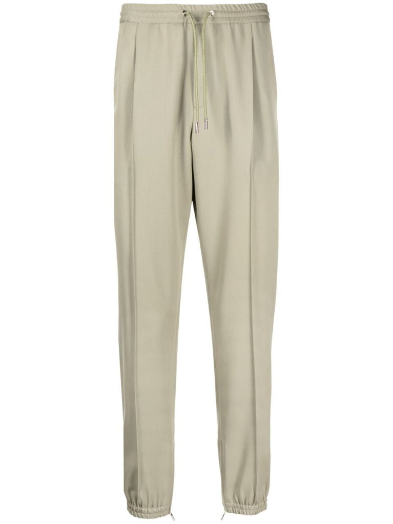 Green Drawstring Wool Track Pants