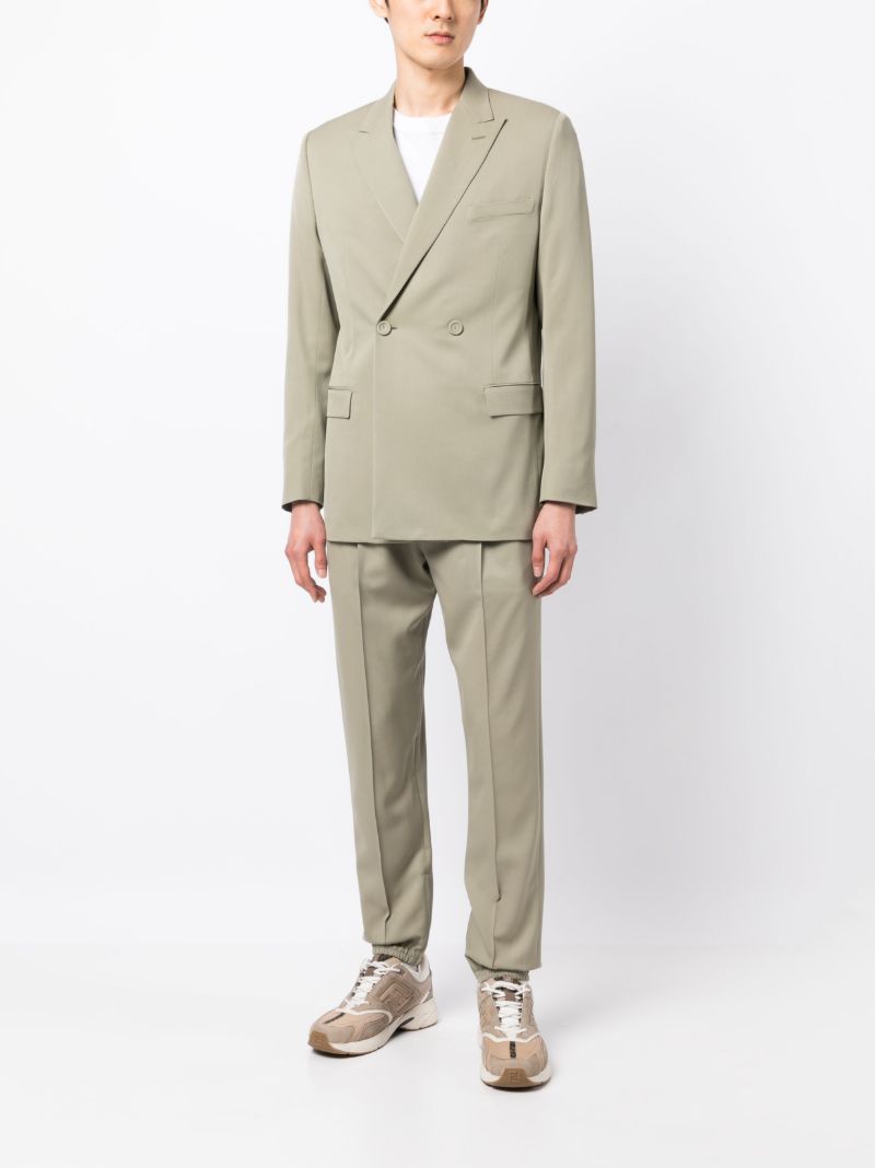 Green Drawstring Wool Track Pants