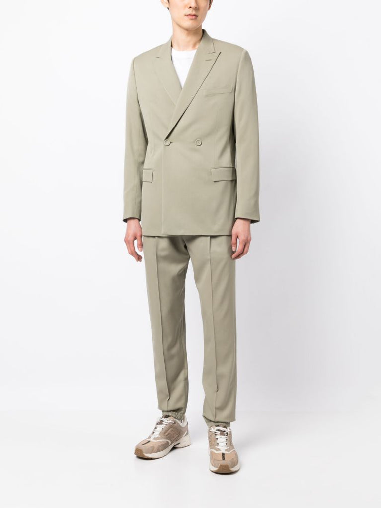 Green Drawstring Wool Track Pants