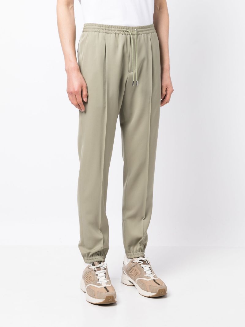Green Drawstring Wool Track Pants