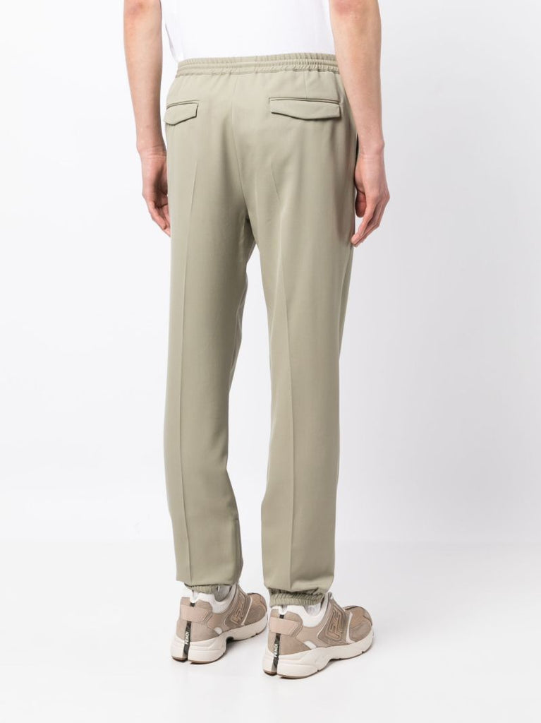 Green Drawstring Wool Track Pants