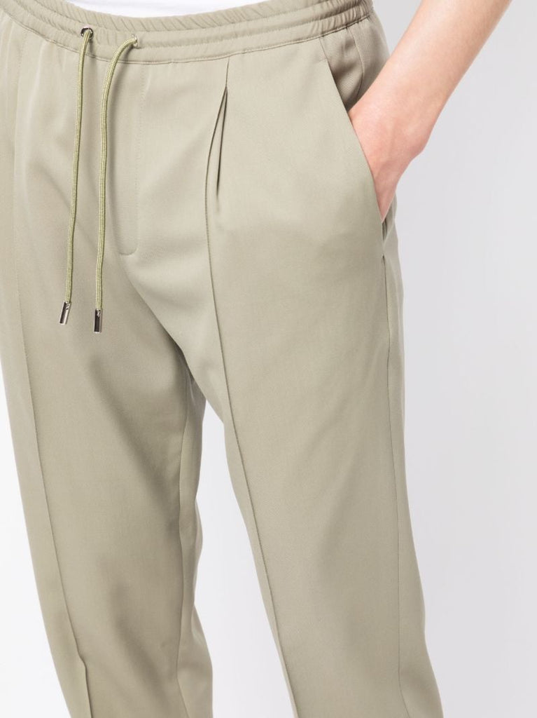 Green Drawstring Wool Track Pants