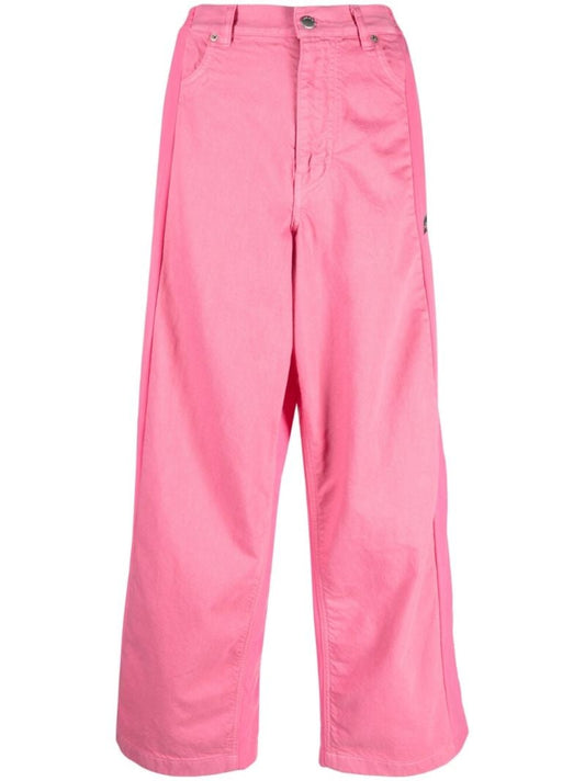 Pink Wide Leg Panelled Trousers