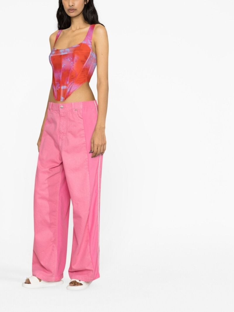 Pink Wide Leg Panelled Trousers