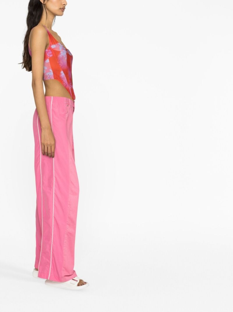 Pink Wide Leg Panelled Trousers