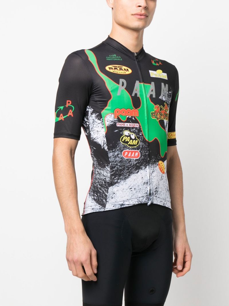 X Pam Black Team Printed Cycling Jersey Top