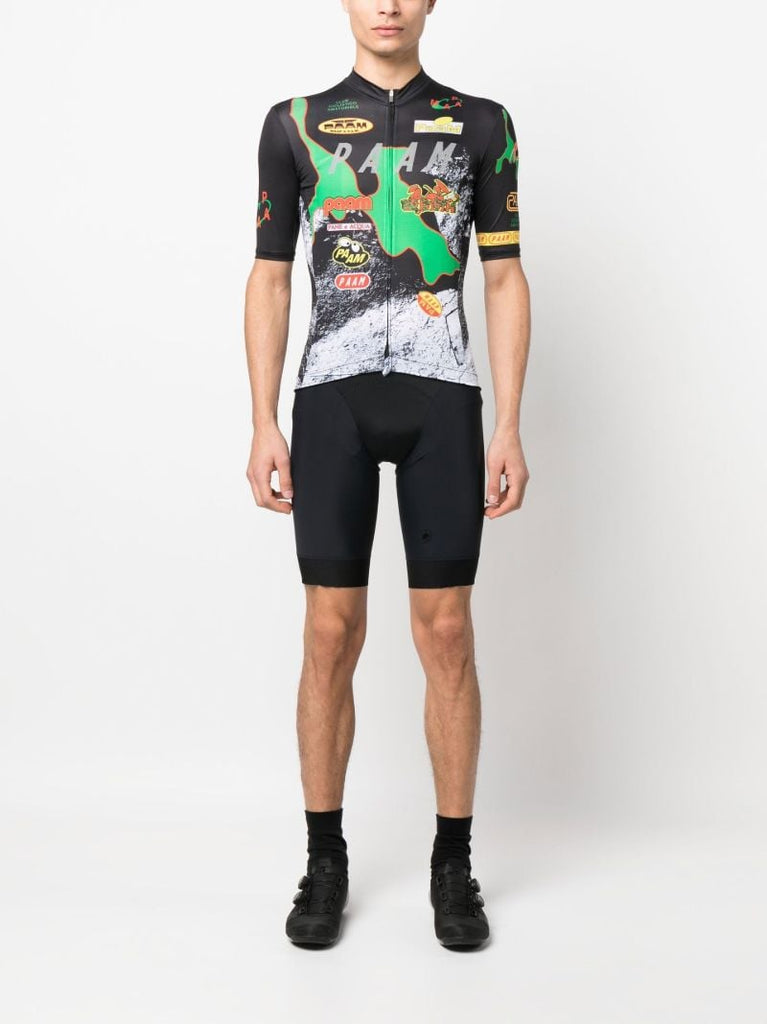 X Pam Black Team Printed Cycling Jersey Top