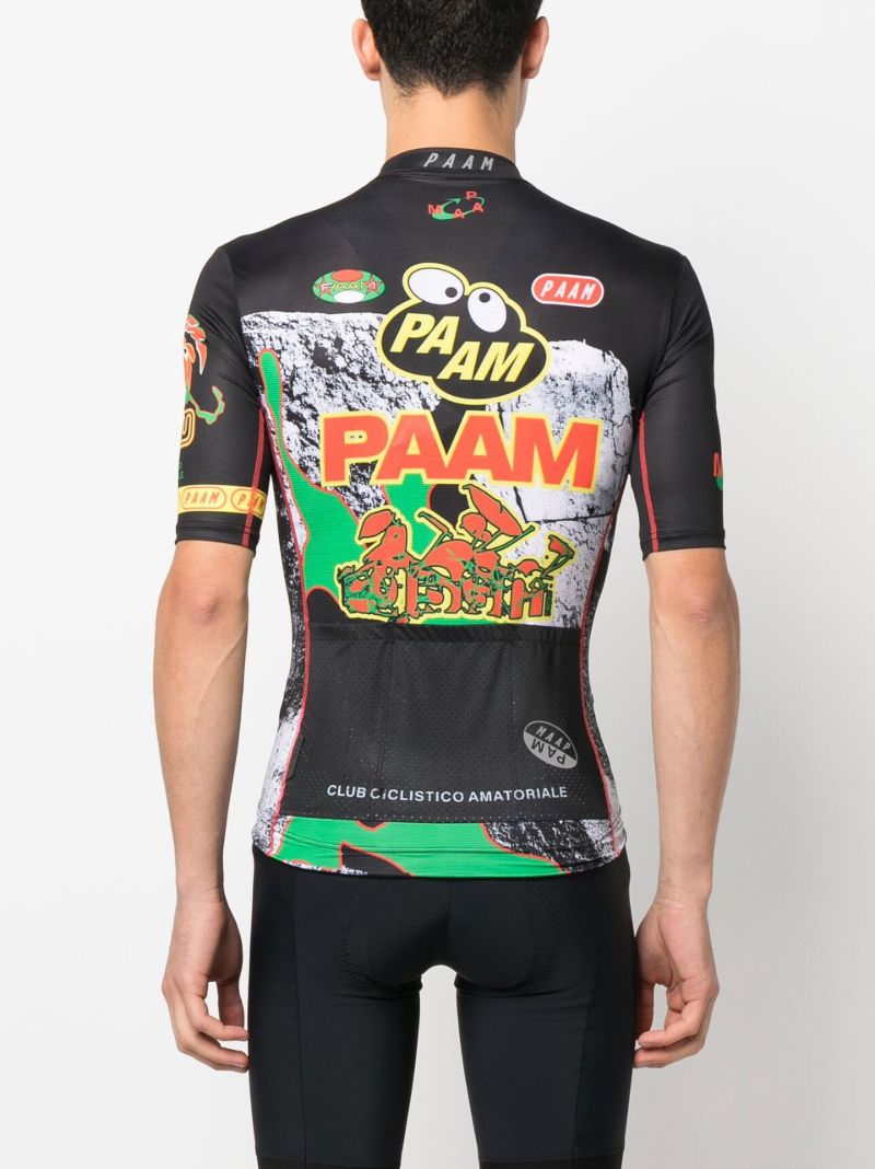X Pam Black Team Printed Cycling Jersey Top