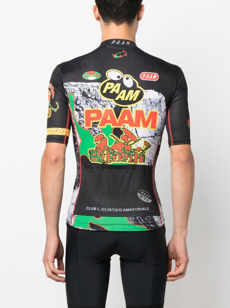 X Pam Black Team Printed Cycling Jersey Top