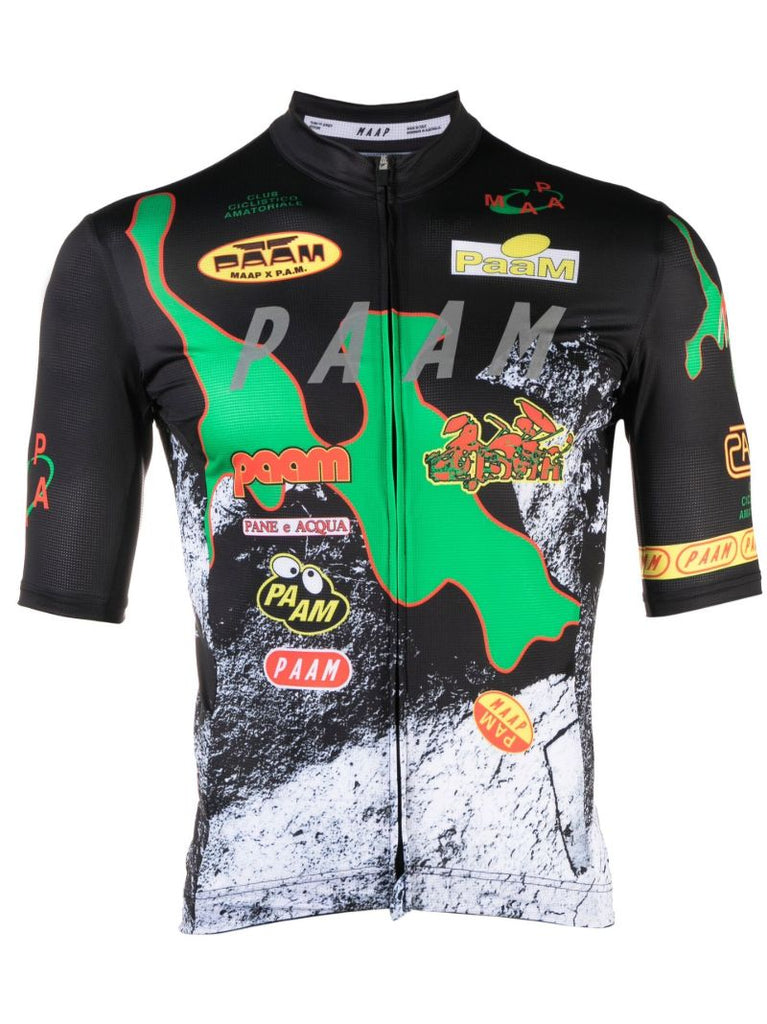 X Pam Black Team Printed Cycling Jersey Top