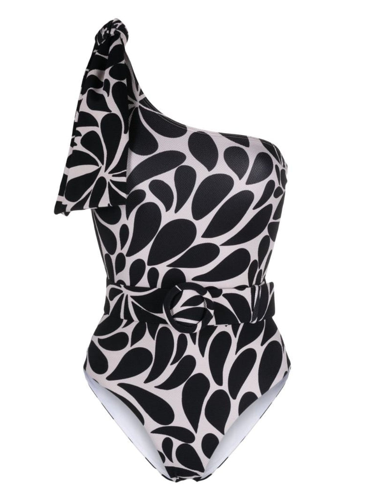 Black Mira One-shoulder Printed Swimsuit